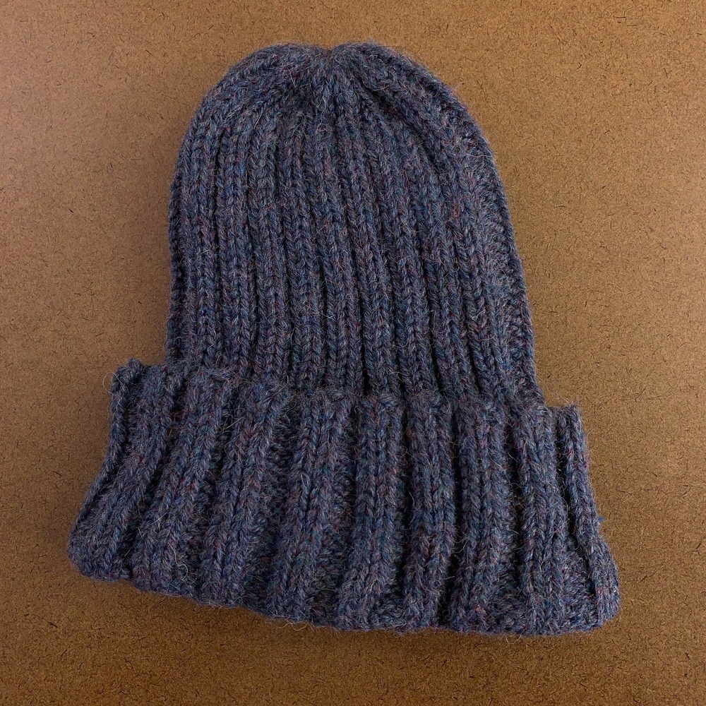 Tinkuy Adult One Size Blue Alpaca Knit Cuffed Beanie New